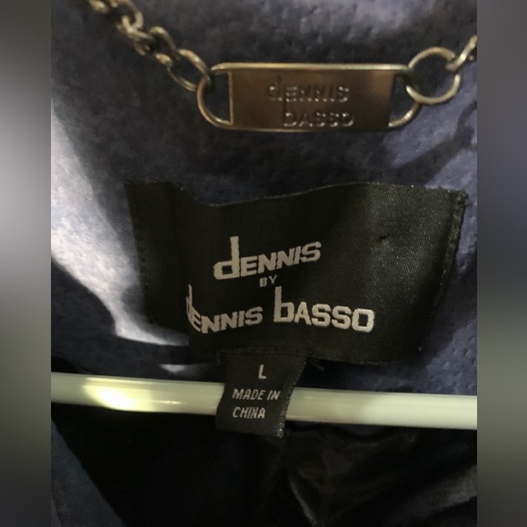 Dennis Basso Blue Suede Leather Jacket Women's Large Full Zip Bomber - Picture 7 of 12